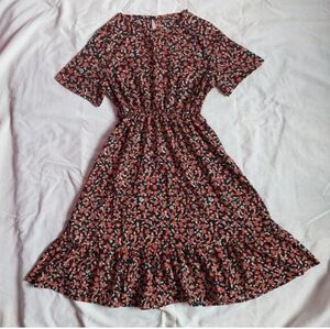 SMALL All Over Floral Print‎ Summer Dress Red - CES